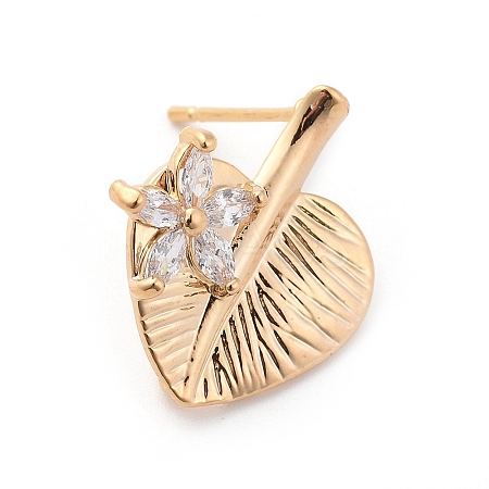 Brass Micro Pave Cubic Zirconia Ear Stud Components X-MAK-I010-09G-1