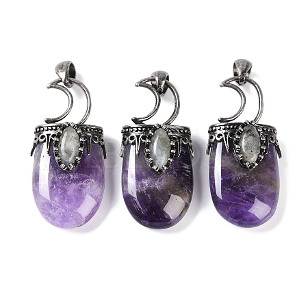 Natural Amethyst Pendants G-L524-17AS-07-1
