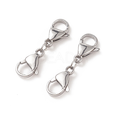 Non-Tarnish 304 Stainless Steel Double Lobster Claw Clasps STAS-E163-57P-F-1