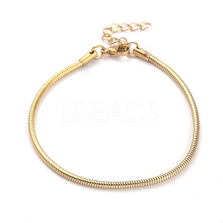 Ion Plating(IP) 304 Stainless Steel Round Snake Chain Bracelets BJEW-O186-08B-G-1