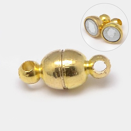 Round Brass Magnetic Clasps with Loops KK-D331-G-1
