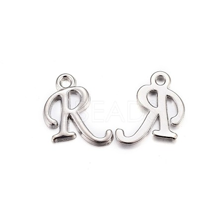 Platinum Plated Alloy Letter Pendants PALLOY-J718-01P-R-1