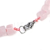 Natural Rose Quartz Hexagon Prism Graduated Beaded Necklaces for Women Men NJEW-K388-03R-3