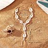 Bohemian Style Natural Cowrie Shell & Plastic Imitation Pearl & Waxed Cord Adjustable Toe Ring Anklets FS-WG74F62-01-4