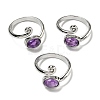 Natural Amethyst Adjustable Rings RJEW-K269-08P-04-1