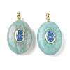 Natural Amazonite & Cubic Zirconia Pendants G-Z076-01G-18-1