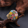 Flower Alloy with Rhinestone Enamel Finger Rings for Women FS-WG3A5AD-01-1
