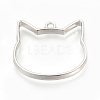 Rack Plating Alloy Kitten Open Back Bezel Pendants PALLOY-R099-29P-FF-2