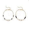 2Pcs Natural Rainbow Moonstone and Dyed Black Onyx and Shell Pearl Beads Bracelets for Women BJEW-JB12558-2