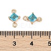 Brass Pave Glass Rhombus Links Connector Charms GLAA-Q088-001C-3
