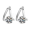 Brass Micro Pave Clear Cubic Zirconia Flat Round Hoop Earrings FS-WG5850E-01-1