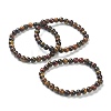 Natural Tiger Eye Beaded Stretch Bracelets BJEW-A117-B-43-1