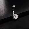 Platinum Plated Body Jewelry Cubic Zirconia Brass Navel Ring Belly Rings AJEW-EE0001-05B-3