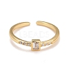 Clear Cubic Zirconia Square Open Cuff Ring RJEW-C022-01G-2