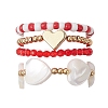 Transparent Glass Beads with Brass Beads and Natural Trochid Shell/Trochus Shell Beads and Glass Seed Beads Rings RJEW-TA00188-2