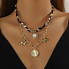 Alloy Crystal Rhinestone with Imitaiton Pearl Pendant Polyester Collar Necklaces for Women NJEW-SP0001-17A-6