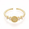 Brass Micro Pave Clear Cubic Zirconia Cuff Rings for Women KK-T070-113-2