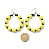 Sport Theme Acrylic Round Beaded Dangle Earrings EJEW-JE04978-5