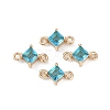 Brass Pave Glass Rhombus Links Connector Charms GLAA-Q088-001C-1