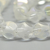 AB Color Plated Transparent Glass Beads Strands X-EGLA-R108-8mm-A06-2