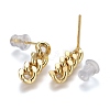 Brass Curb Chain Dangle Stud Earrings EJEW-F260-07A-G-2