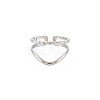 Non-Tarnish 304 Stainless Steel Double Line Open Cuff Ring for Women RJEW-S405-211P-1