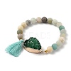 Round Natural Flower Amazonite Stretch Charm Bracelets BJEW-H536-05A-1