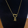 304 Stainless Steel Heart with Initial Pendant Necklaces for Women FS-WG4DC9E-18-1