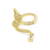 Clear Cubic Zirconia Fishtail Shape with Teardrop Charm Open Cuff Ring RJEW-I091-19G-2
