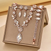 Horse Eye Brass Rhinestone Cup Chains Pendant Necklaces & Bracelets & Stud Dangle Earrings Sets FS-WGAAA30-04-1