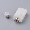 Faceted Natural Quartz Crystal Openable Perfume Bottle Pendants G-P435-C-01P-3