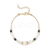 2Pcs Natural Rainbow Moonstone and Dyed Black Onyx and Shell Pearl Beads Bracelets for Women BJEW-JB12558-3