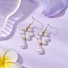 Plastic Pearl with Brass Dangle Earrings for Women EJEW-JE05991-2