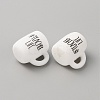 Cup with Word Teacher Life Silicone Beads SIL-WH0006-18F-2