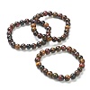 Natural Tiger Eye Beaded Stretch Bracelets BJEW-D446-C-43-1