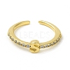 Clear Cubic Zirconia Initial Letter Open Cuff Ring RJEW-H120-09G-S-2