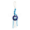Flat Round with Evil Eye Resin Pendant Decorations EVIL-PW0002-12D-04-1