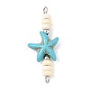 10Pcs 2 Colors Dyed Synthetic Turquoise Starfish Rondelle Beaded Connector Charms PALLOY-JF04014-4