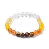 Natural & Synthetic Mixed Gemstone Round Beaded Stretch Bracelets for Women BJEW-JB11056-4