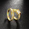 Classic 316L Titanium Steel Cubic Zirconia Couple Rings for Women RJEW-BB07014-6G-3
