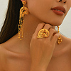 Vintage Alloy Hollowed-out Conch Shape Ring & Tassel Earrings Sets for Women LS-CY8500-4