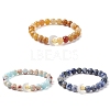 3Pcs 3 Style Natural Sodalite & Topaz Jade & Synthetic Imperial Jasper Round Beaded Stretch Bracelets Set BJEW-TA00409-1