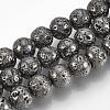 Electroplated Natural Lava Rock Beads Strands G-T061-55D-8mm-1