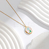 304 Stainless Steel Enamel Geometric Magnetic Photo Locket Pendant Necklaces for Women WG980C2-02-2