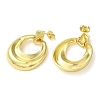 Donut Brass Dangle Stud Earrings EJEW-G373-01G-2