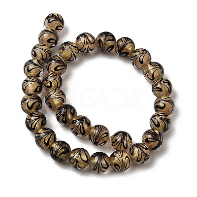 Gold Sand Lampwork Beads Strands LAMP-P071-12mm-02-1