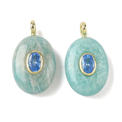 Natural Amazonite & Cubic Zirconia Pendants G-Z076-01G-18-1