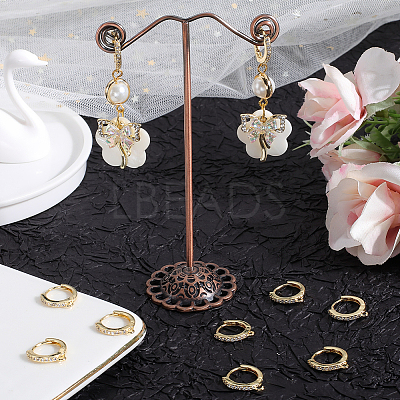 12Pcs Brass Micro Pave Clear Cubic Zirconia Huggie Hoop Earring Findings EJEW-BBC0001-25G-1