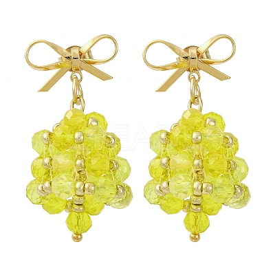 Christmas Bell Brass Dangle Stud Earrings EJEW-MZ00495-03-1