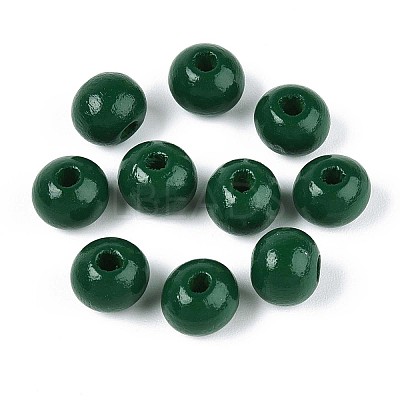 Spray Painted Round Natural Schima Wood Beads WOOD-A018-8mm-15-1